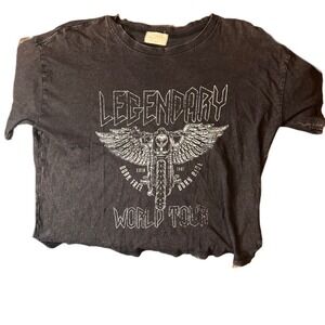 Womens Legendary World Tour Graphic T-Shirt Motorcycle Rocker‎ Tee VTG Style